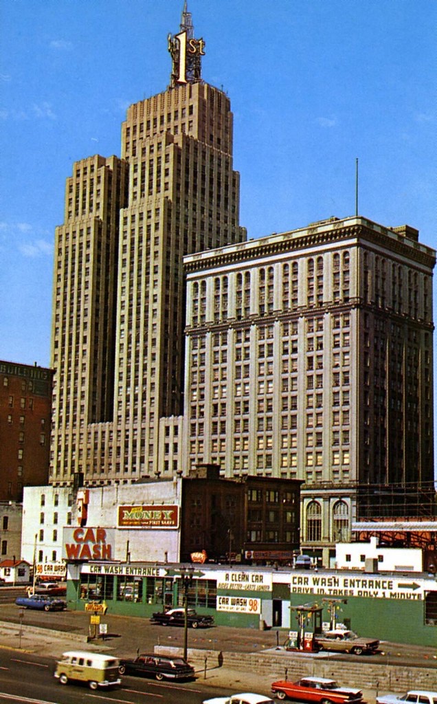The First National Bank Building and its red 1st sign